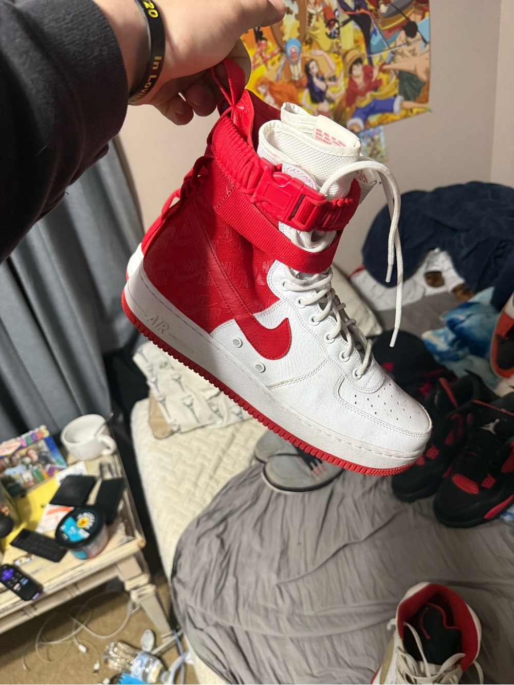 Nike Air Force 1 High White & Red Sneakers